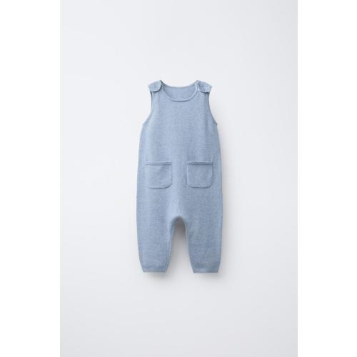 COTTON SILK KNIT OVERALLS - Blue marl | ZARA United States