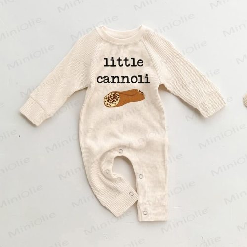 LITTLE CANNOLI Baby Waffle Beige Romper