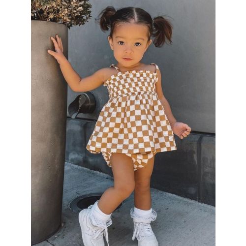 Sundae Checkerboard / Organic Smocked Set