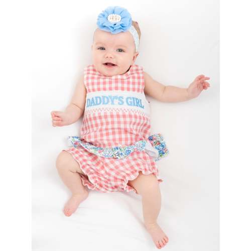 Pink Gingham Daddy's Girl Smocked Bloomers Outfit