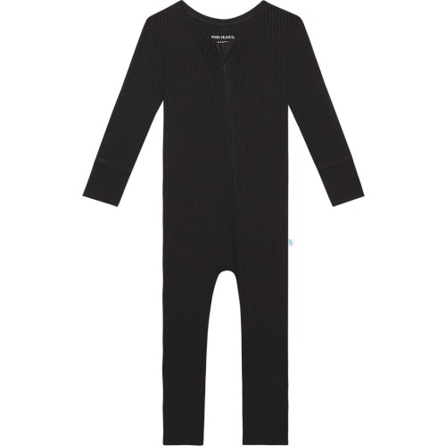 Baby Solid Black Fitted Rib Convertible Footie Pajamas, 6-9M, Black