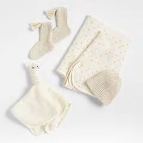 Giraffe 4-Piece Organic Baby Swaddle Gift Set | Crate and Barrel UAE