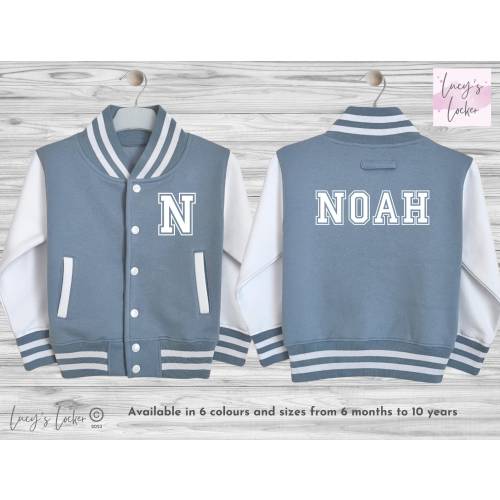 Personalised Kids Varsity Jacket | Initial | Name | College Baseball Style | Boys | Girls | Children | Toddler | Baby