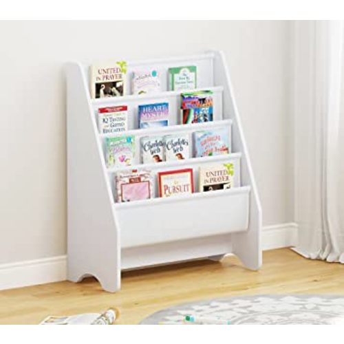 UTEX Kids Sling Bookshelf, Magazine/Book Rack,Book Organizer (White)