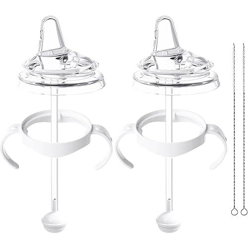 2Pack Sippy Cup Conversion Kit Compatible with Philips Avent Baby Bottle, Transition Kit with Silicone Sippy Spout Nipple, Replacement Spouts Leak-Proof, BPA-Free, Easy to Clean