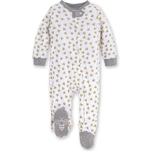 Burt's Bees Baby Baby Girls Pajamas, Zip Front Non-Slip Footed Sleeper Pjs, 100% Organic Cotton