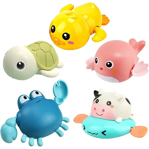 Bath Toy,Cute Animal Clockwork Bathtub Swimming Pool Toy,Baby Bath Toys for Toddlers 1-3, Boys & Girls Water Bath Toy Set,5 Pack