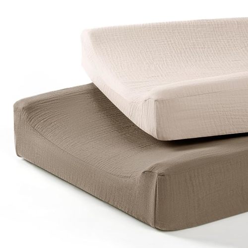 Baby Changing Pad Cover: Muslin Diaper Changing Table Pad Cover - Changing Pad Sheets for Girls Boys - Olive & Cream