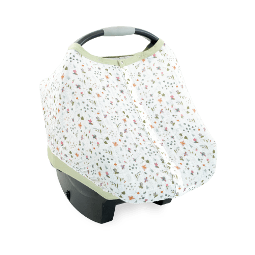 Cotton Muslin Car Seat Canopy - Garden Bees