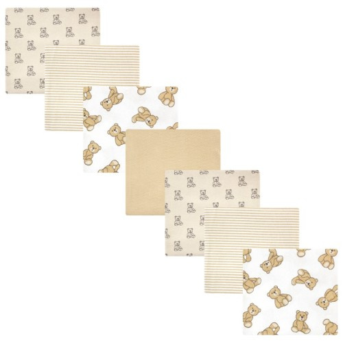 Hudson Baby Infant Boy Cotton Rich Flannel Receiving Blankets Bundle, Teddy Bears, One Size