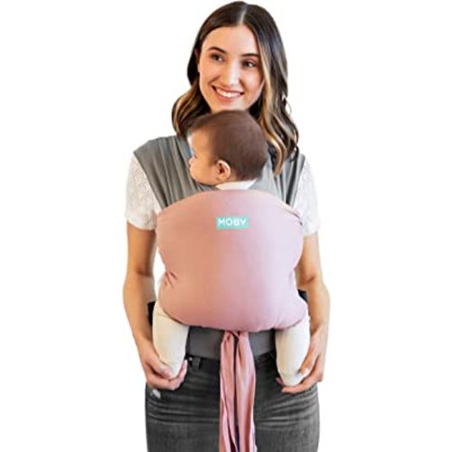 Moby Baby Wrap Carrier Easy-Wrap for Newborns to Toddlers (8-33lbs), Infant Sling Carrier, Lightweight & Hands Free Design for Mom and Dad, Adjustable for All Body Types (Charcoal/Dusty Rose)