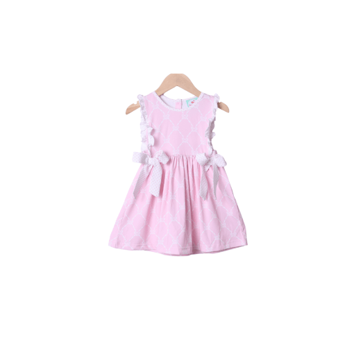 Pink Trellis Bow Knit Dress