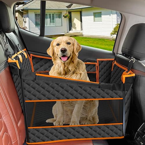 EPN Dog Car Seat for Large Dogs, Foldable Pet Car Seat with Waterproof Oxford Fabric, Non-Slip Bottom, Reinforced Support & Storage Pockets, Ideal Dog Car Seat for Road Trips