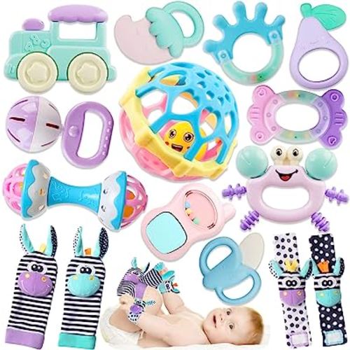8 PC Baby Teething Toys Teethers Set for 0-6 3-6 Months & 6-12