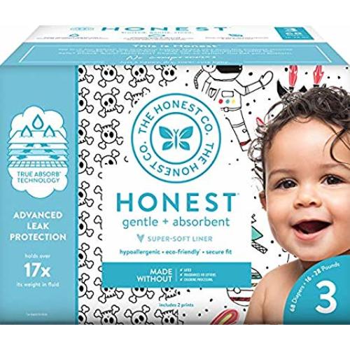 The Honest Company Club Box Diapers with TrueAbsorb Technology, Skulls & Space Travel, Size 3, 68 Count - Size 3 (68 Count)
