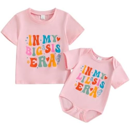 Big Sister Little Sister Matching Outfit Shirt Set In My Big Sis/Little Sis Era T-shirt and Bodysuit Sibling Clothes