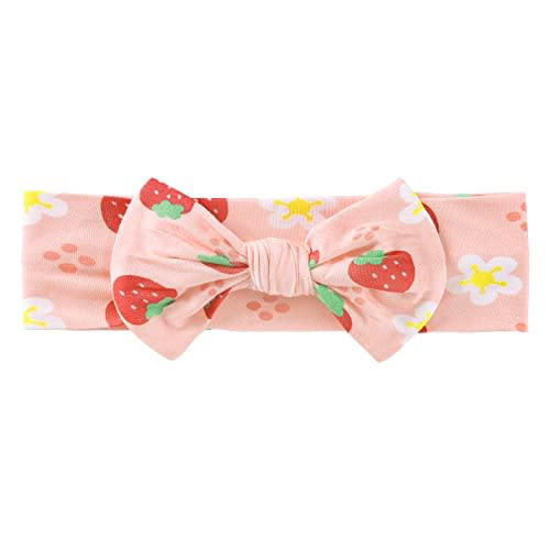 LITTLE JAMJAMS Stretchy Ultra-Soft Knit Baby Bow Headband Hair Bands Top Knot Head Wraps - Strawberry Sweetie Pink