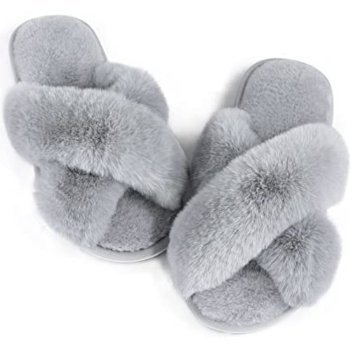 Ankis Womens Fuzzy Memory Foam Slippers