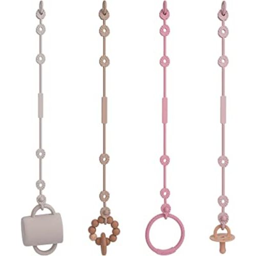 Toy Straps for Baby, Silicone Toy Straps Adjustable Stretchable Sippy Cup Straps for Strollers, High Chair, Cribs, Hanging Baskets, Car Seat, Shopping Trolley, Bags, BPA Free