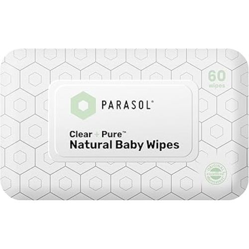 Parasol Clean+Pure Natural Baby Wipes 99% RO, pH Balanced, Hypoallergenic Formula Baby Wipes Plant-Based Alcohol Free Baby Wipes, Perfect for Sensitive Skin 60 Wipes Per Pack, Pack of 10