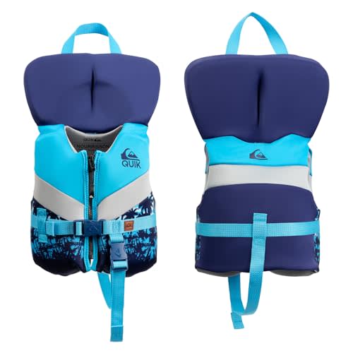 QUIKSILVER Life Jacket for Youth/Kids/Toddler, USCG and Transport Canada Approved Type III PFD, Evoprene UV Resistant Life Vest for Waterskiing, Rafting, Boating Kayaking Paddleboarding Watersports