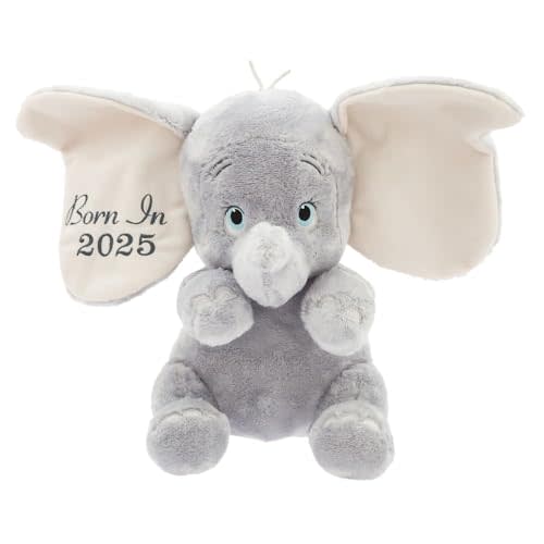 Disney Store Official 'Born in 2025' Dumbo Plush Baby Toy - Soft Stuffed Animal with Embroidered Features, Floppy Ears, Soft Fill - Cute Toys for Babies