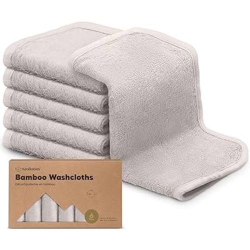 6-Pack Organic Baby Washcloths - Soft Viscose from Bamboo Washcloth, Baby Wash Cloths, Baby Wash Cloth for Newborn, Kids, Bath Baby Towels, Face Towel, Face Cloths for Washing Face (Heather)