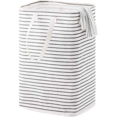 72L Large Collapsible Laundry Basket, Freestanding Clothes Hamper with Easy Carry Long Handles, Waterproof Washing Bag for Bedroom, Bathroom, and Nursery (Grey, 1 Pack)