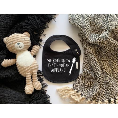We Both Know That's Not An Airplane Unisex Baby Bib - Funny Baby Bib, Baby Shower Gift, Baby Feeding Humor