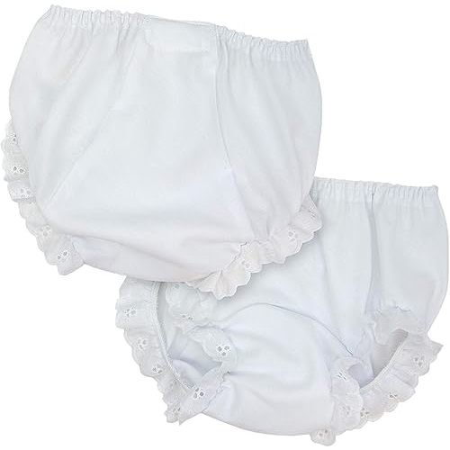 I.C. Collections Baby Girls White Double Seat Diaper Cover Bloomers, Size 6 Months