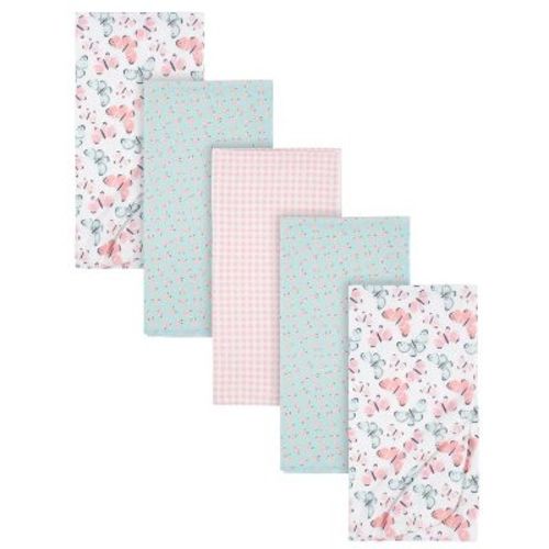 Gerber Baby Flannel Receiving Blankets, Butterfly, 5-Pack