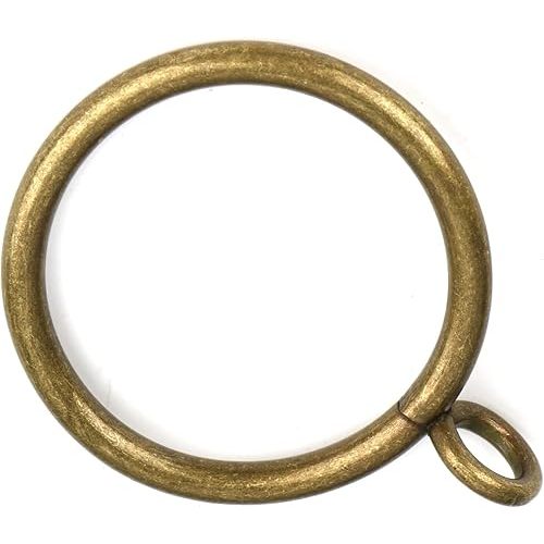 Antique Brass Curtain Rings with Eyelets for Up to 1.2-inch Curtain Rods (Set of 30 PCS Curtain Rings)