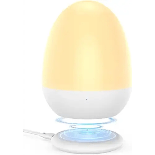 JolyWell Baby Night Light for Kid, Portable Egg Nightlight with Stable Charging Pad, Touch Nursery Night Lamp for Breastfeeding, Toddler Night Light for Bedroom, Timer Setting, ABS+PC, White-2