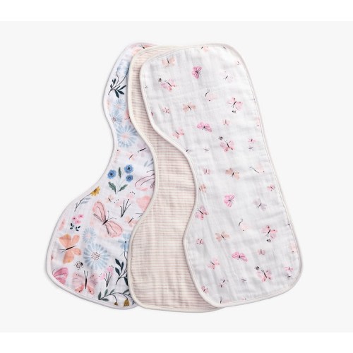 Wildflower Butterfly Organic Muslin Burp Cloth, Set of 3