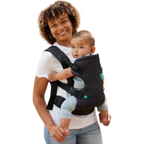 Infantino Flip 4-in-1 Convertible Baby Carrier, Adjustable, Ergonomic Babywearing, Registry Essential, Baby Carrier for Newborn to Toddler, Black