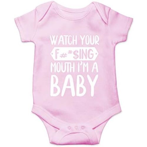CBTwear Watch Your Mouth, I'm A Baby - Baby Clothes - Funny Newborn Bodysuit Outfits for Boys and Girls