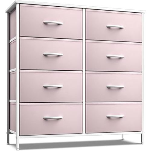 Sorbus Kids Dresser with 8 Drawers - Storage Unit Organizer Chest for Clothes - Bedroom, Kids Room, Nursery, & Closet (Pink, 31.5 x 12 x 32-8 Drawer)