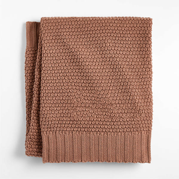 Bubble Knit Natural Brown 100% Organic Cotton Baby Stroller Blanket