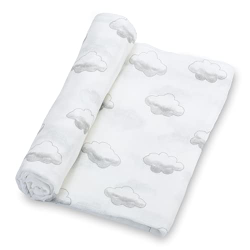 LollyBanks Swaddle Blanket | 100% Muslin Cotton | Gender Neutral Newborn and Baby Nursery Essentials for Girls and Boys, Registry | Cloud Print
