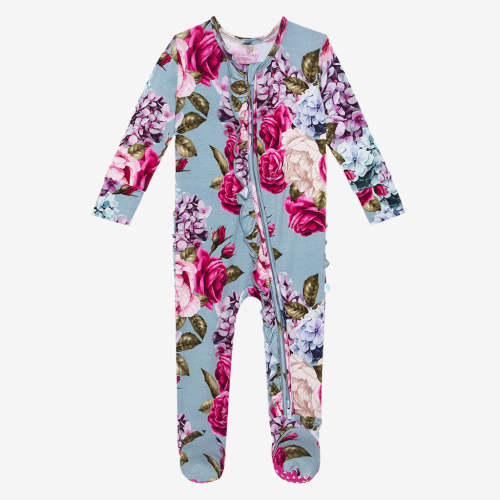 Lacey Footie Ruffled Zippered One Piece