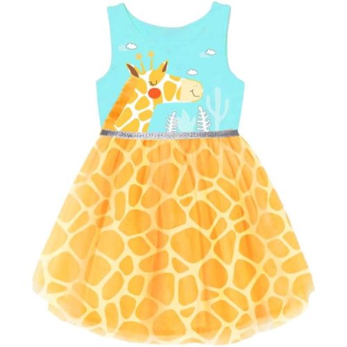 VIKITA Toddler Girls Dresses Summer Sleeveless Polyester Tutu Dresses for Girls 3-12 Years