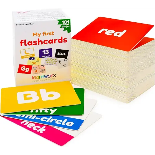 My First Flash Cards for Toddlers - 101 Cards - 202 Sides - Learn Shapes, Numbers, Colors, Body Parts, Counting, Letters & More - Fun Learning and Educational Flashcards