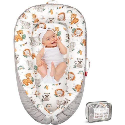 Baby Lounger - Baby Lounger for Newborn 0-24 Months, Breathable & Soft Baby Nest, Portable and Lightweight Infant Lounger for Home and Travel, Ideal Newborn Babies Essentials Baby Shower Gifts