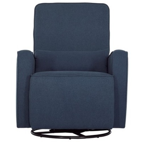 Evolur Holland Upholstered Plush Seating Glider Swivel Chair, Color: Navy