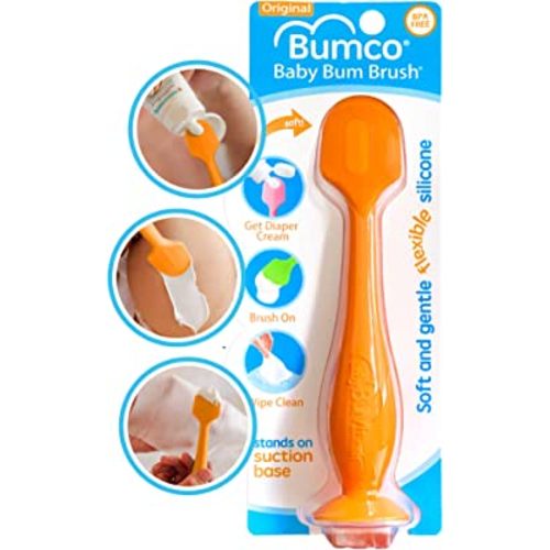 Bumco Diaper Cream Spatula - BPA-free Butt Paste Diaper Cream Applicator, Soft & Flexible Diaper Rash Cream Applicator, Butt Spatula Baby, Mom-Invented Diaper Bag Essentials (Orange)