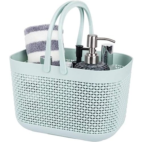 UUJOLY Plastic Organizer Storage Baskets with Handles, Shower Caddy Bins Organizer for Bathroom and kitchen (Blue)