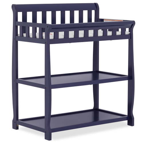 Dream On Me Ashton Changing Table, New Zealand Pinewood, 1 inch Mattress Pad included, Navy