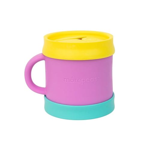 morepeas The Everything Snack Cup | Steam Veggies & More | Reversible Lid & Suction Base, Snack Catcher, Dishwasher, Microwave, Freezer Safe, BPA Free