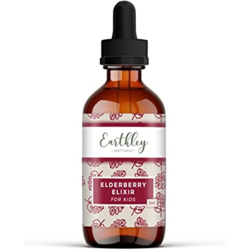 Earthley Elderberry Herbal Extract, Made with 100% Organic Ingredients, Concentrated Formula, Immune Supporting Herbs, Gluten-Free, Soy-Free, Corn-Free, No Added Sugars or Colors (2oz, Kids)