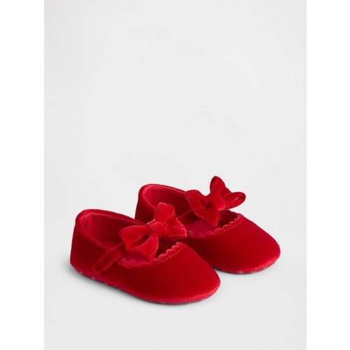 Baby Velvet Bow Mary Jane Flats